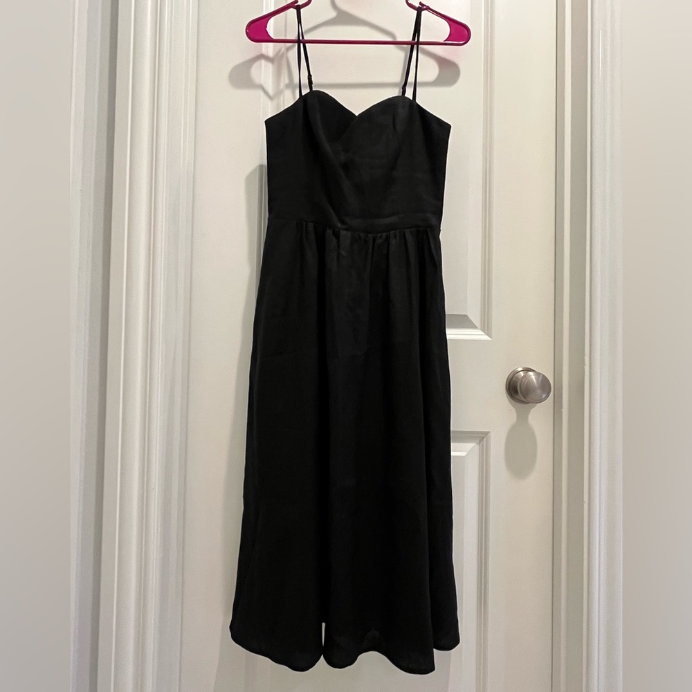NWOT Reformation black linen midi dress
